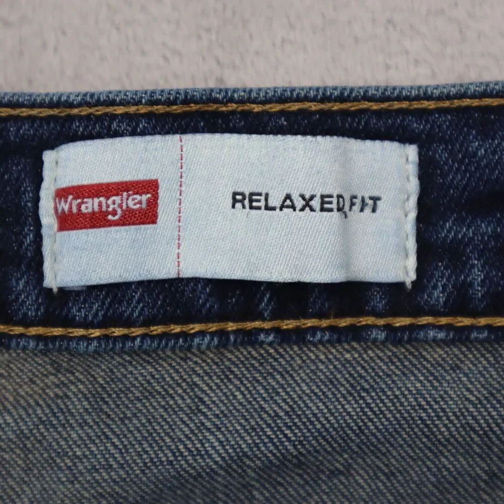 Wrangler Jeans Pants Mens 44x29 Blue High Waist Relaxed Fit Straight Cut Denim